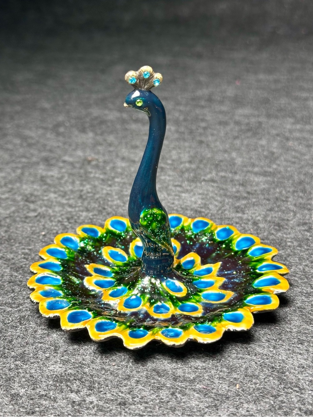 Enamel Peacock Trinket Tray Ring Holder
